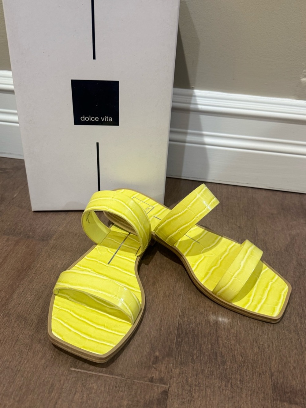 Dolce Vita Bright Yellow Strappy Flat Sandals